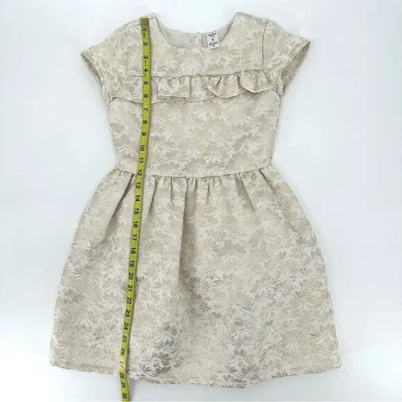 Carter’s girl jacquard woven dress cream metallic gold floral Size 8 - Picture 9 of 11